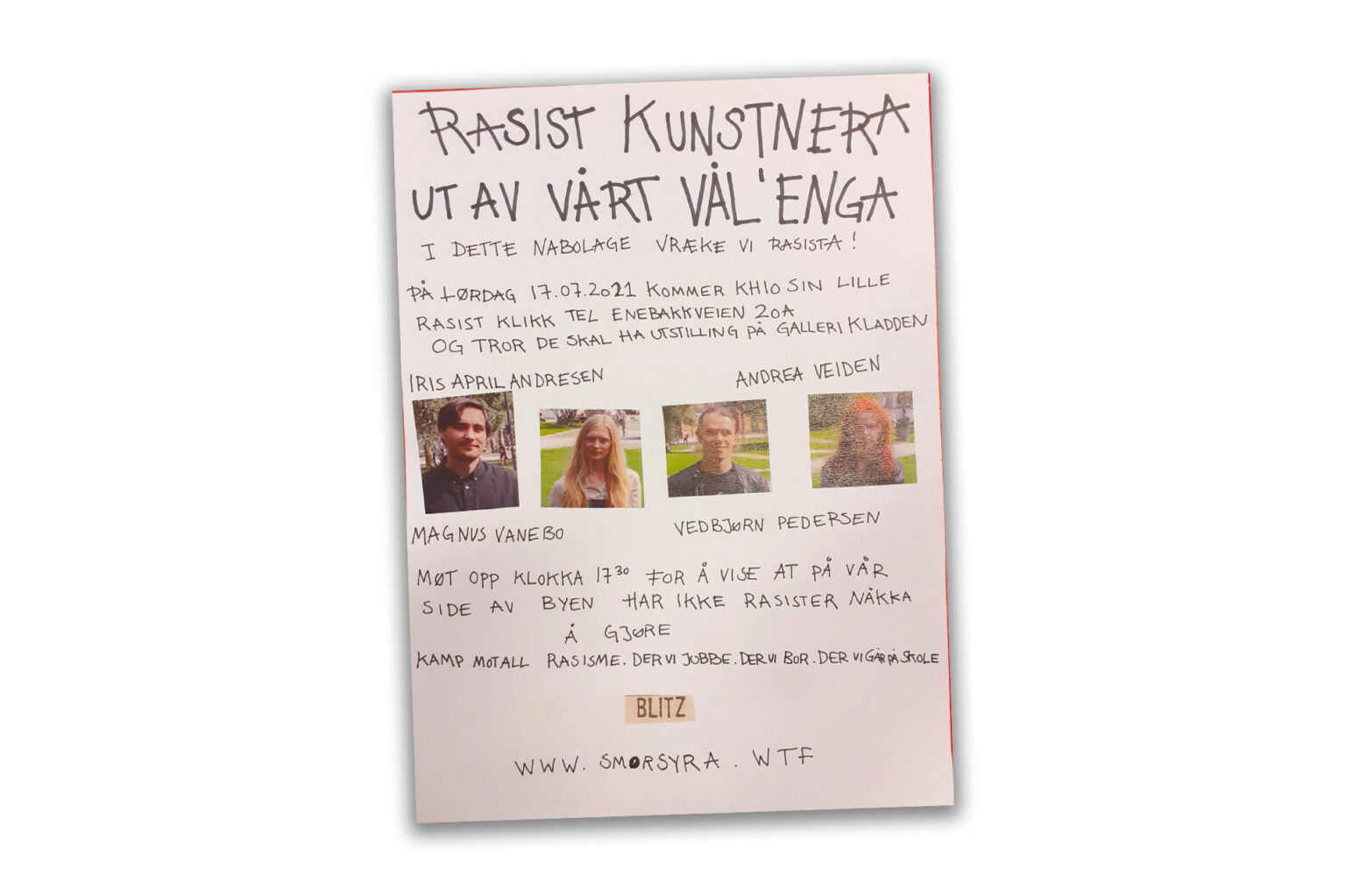 Blitz inviterer til demonstrasjon mot «rasistisk» kunstutstilling&nbsp;<span>(+)</span>