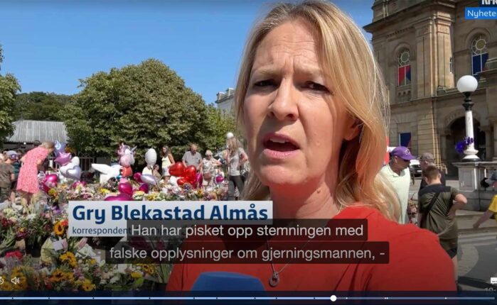 Gry Blekastad Almås' metode: Slik lyver hun om Southport-opptøyene&nbsp;<span>(+)</span>