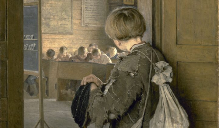 Ved døren til skolen (1897).