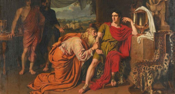 Priamos ber Achilles om å utlevere Hektors lik (1824).