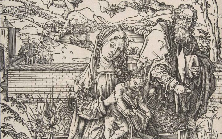 Den hellige familie med tre harer (c.1496).