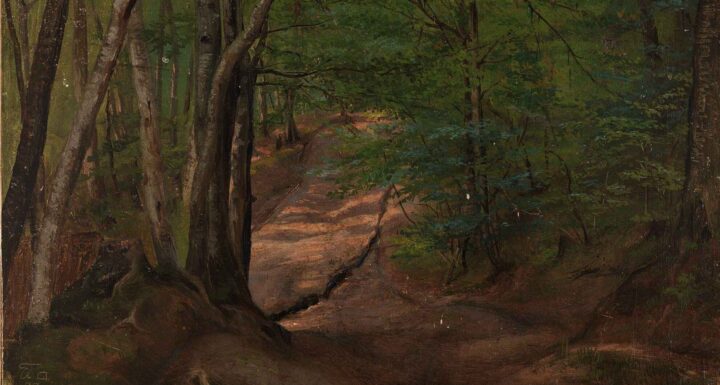 Vei i bøkeskog (1838).