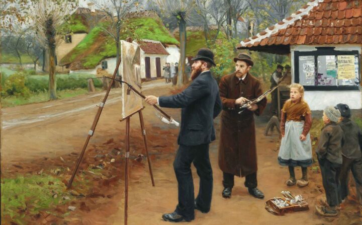 Laurits Andersen Ring maler ved Aasum Smedje (1893).