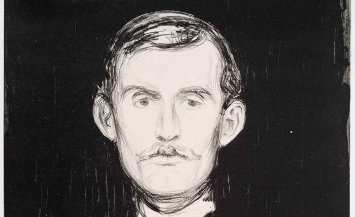 Selvportrett med skjelett-arm (1895).