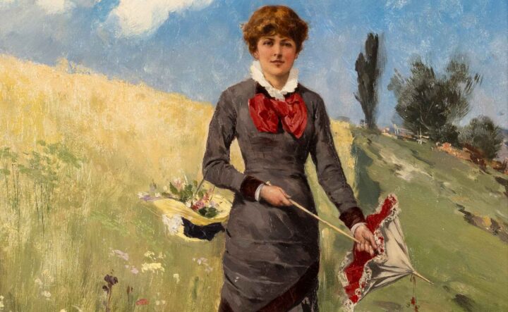 Ung kvinne i blomstereng (1882).