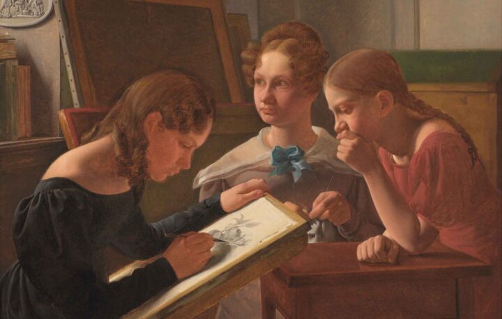 Tre unge Piger. Kunstnerens Søstre Alvilde, Ida, Henriette (1827).