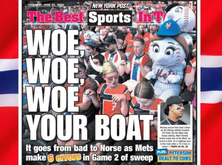 Viking funeral: Norske fotballfans havnet på sportsforsiden i New York Post