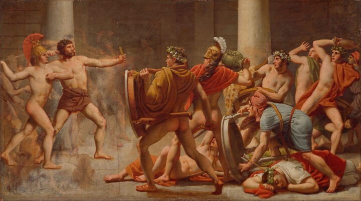 Odyssevs utrydder Penelopes friere (1814).